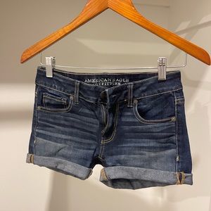 comfy American Eagle ‘Midi’ dark denim jean shorts